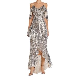 NEW Champagne Sequin Hi Lo Gown Size 6/8